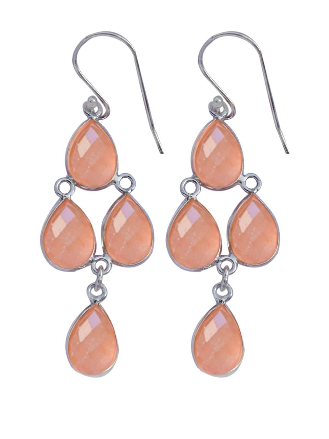 Silver Planets Women Pink Earrings