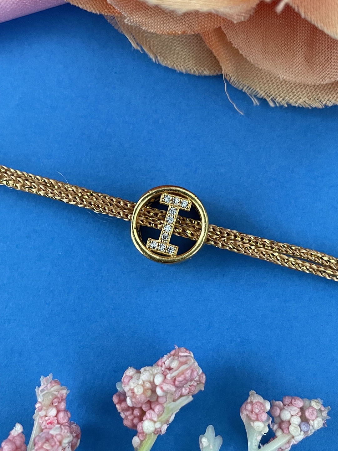 Digital Dress Room I Letter Initial AD Studded Thread Rakhi