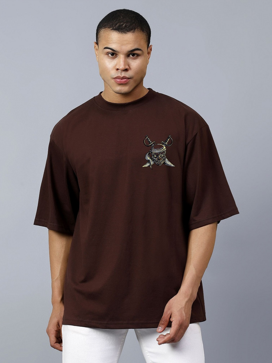 CODE OF HONOUR Monster Inside Printed Drop-Shoulder Sleeves Cotton Oversized T-shirt