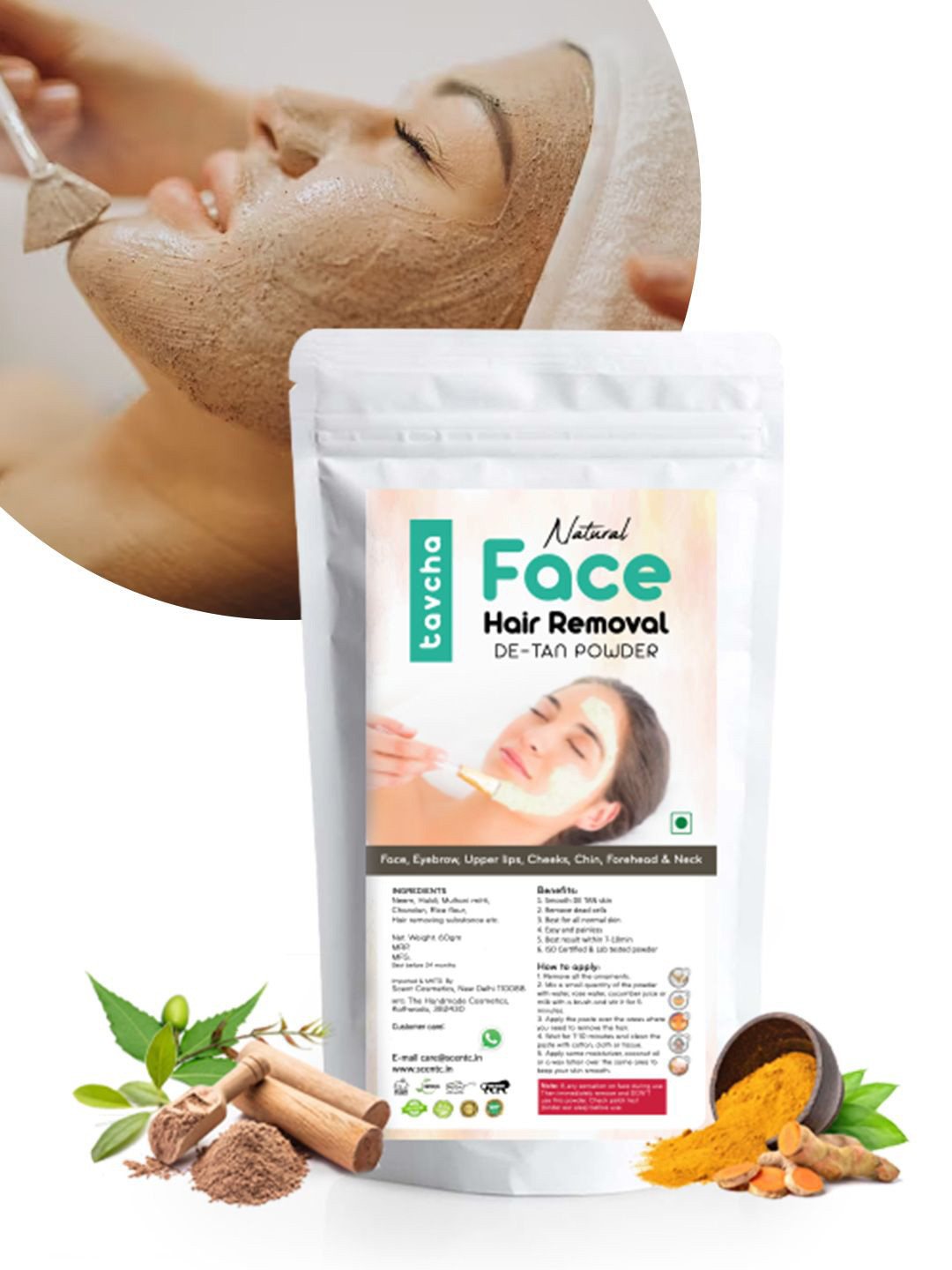 tavcha Natural De-Tan Wax Powder - 60 g