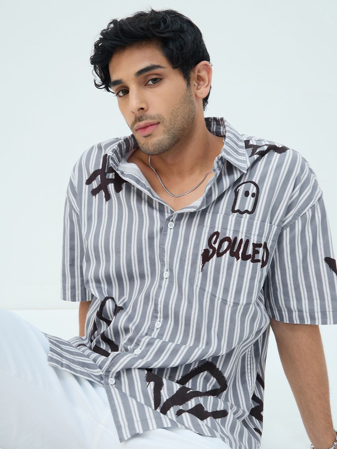 The Souled Store Men Souled Originals: Graffiti Multicolor Oversized Fit Shirts