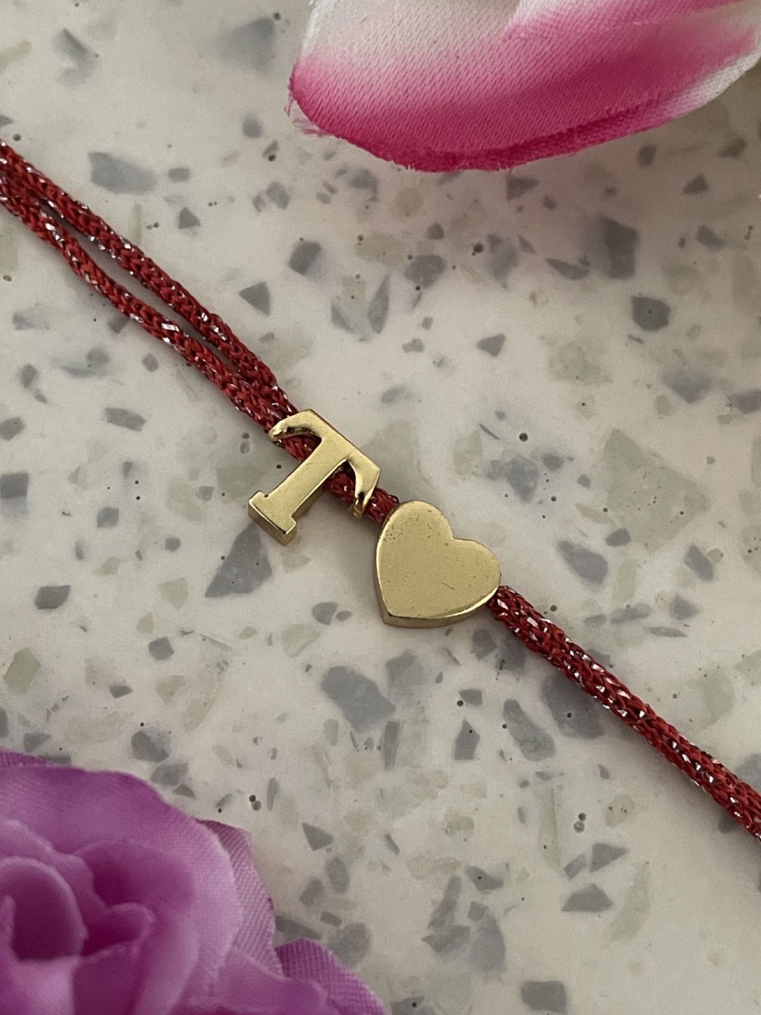 Digital Dress Room T Letter Heart Charm Thread Rakhi