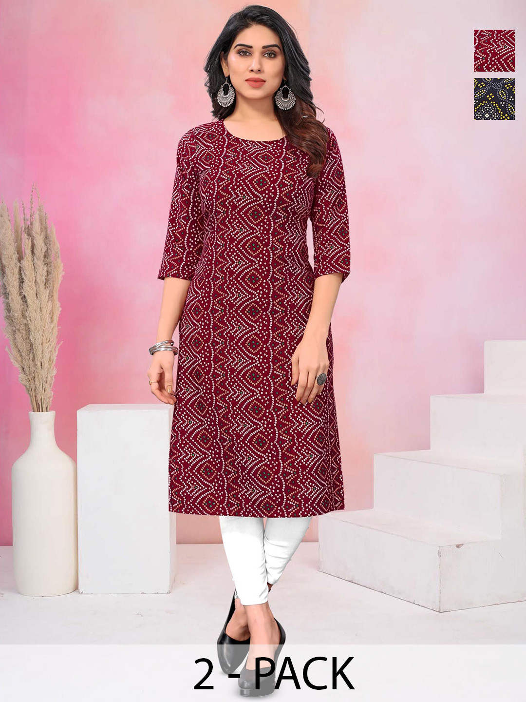 KETAKI FASHION Women Pack of 2 Geometric Printed Crepe Kurta
