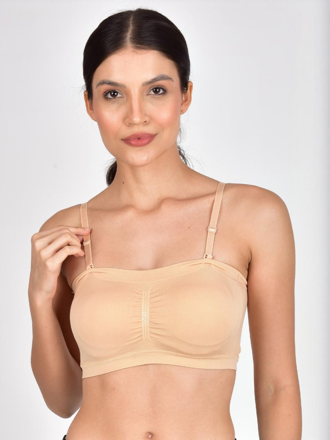 TOMKOT Nude Strapless Tube Full Coverage Lightly Padded Bra