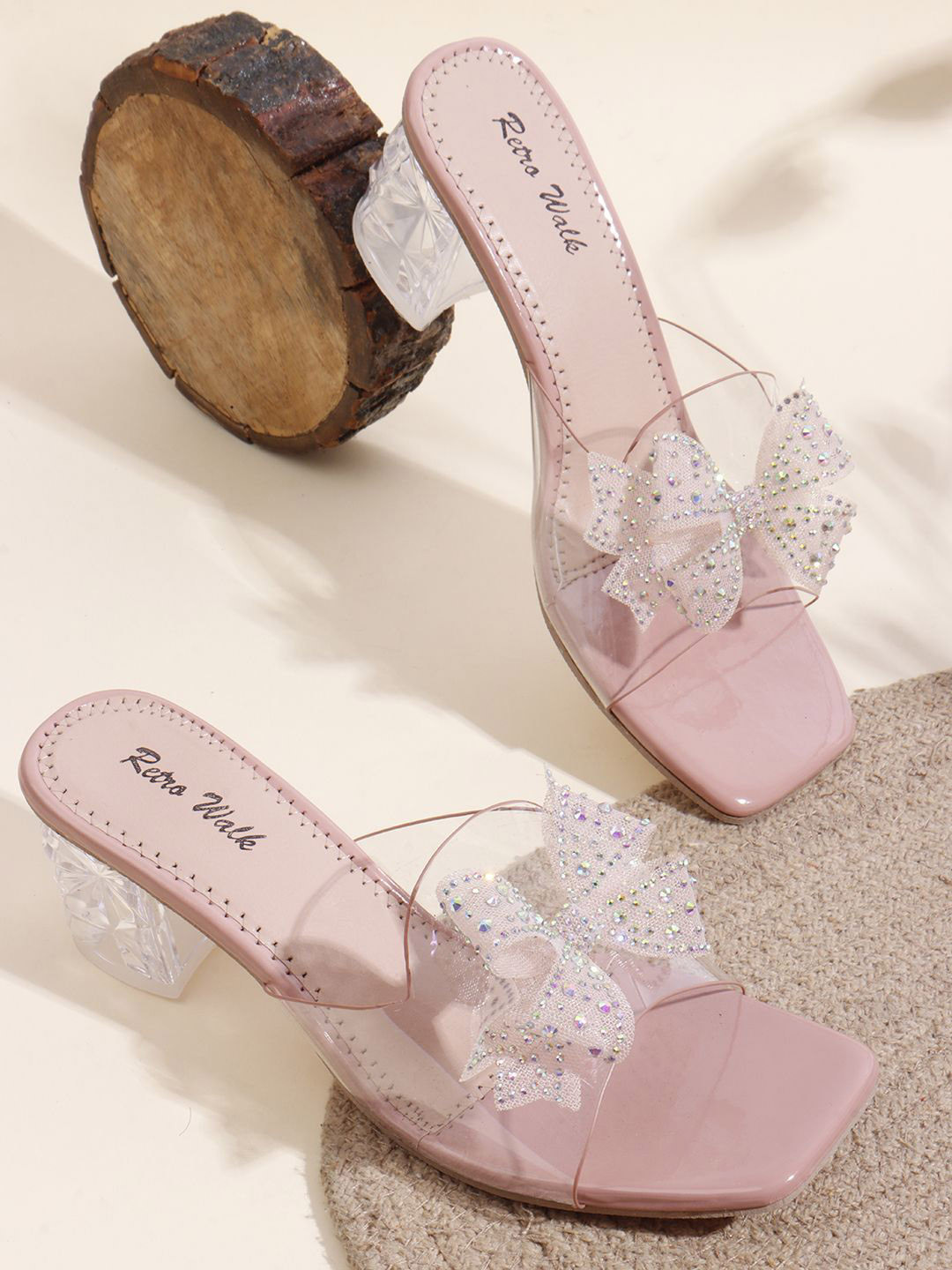 Retro Walk Embellished Block Pumps