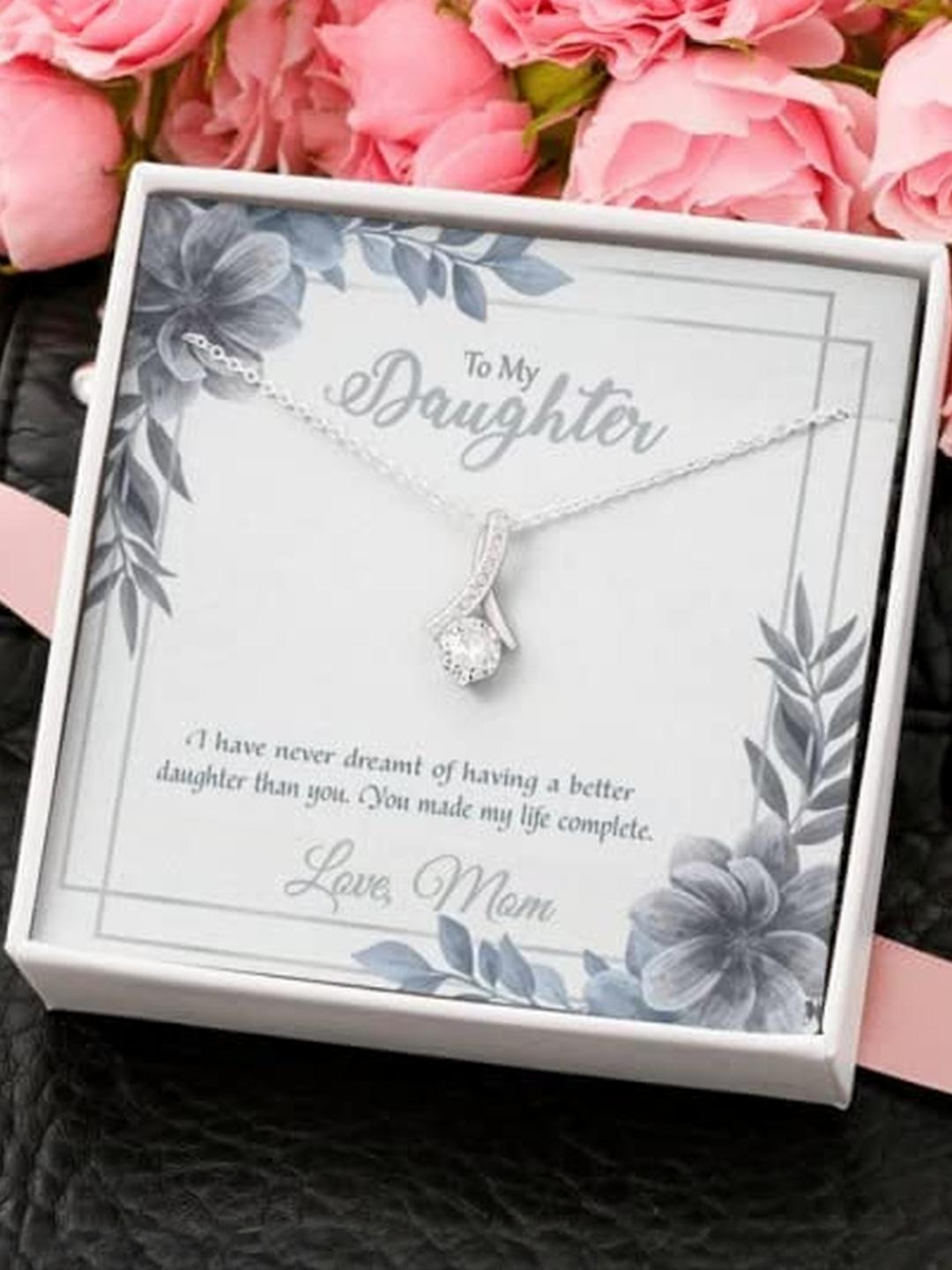 Sterling Silver Gift To My Daughter Love Mom| Necklace to Gift Women & Girls | With Certificate of