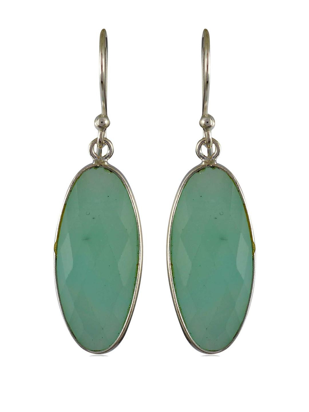 Silver Planets Women Sea Green Earrings