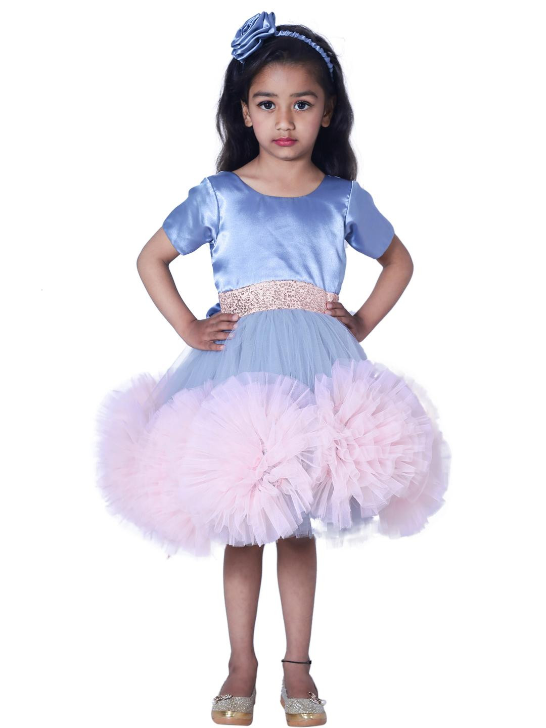 Shahina Fashion Girl Grey Party Wear Frock