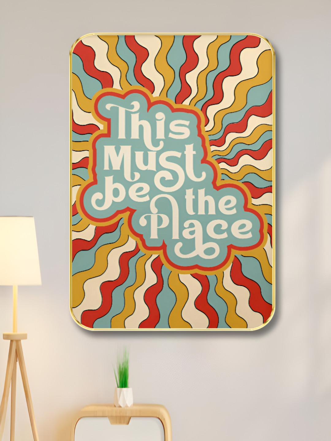 Livin'luxe Beige & Red Wooden Aesthetic Quote Wall Art