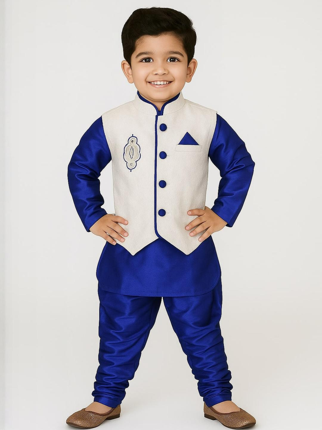 Covetus Kids-Boys Blue Kurta Sets