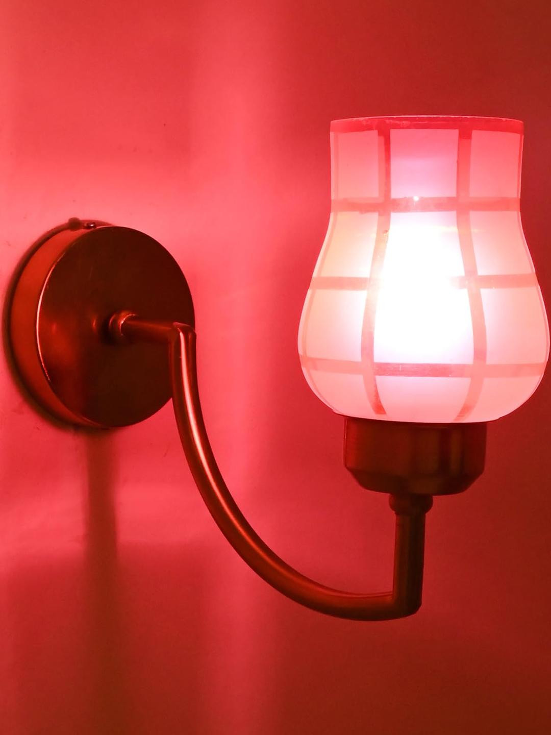 Somil Gold Plated Pink Glass Elegant & Stylish Decor Modern Interiors Wall Lamps