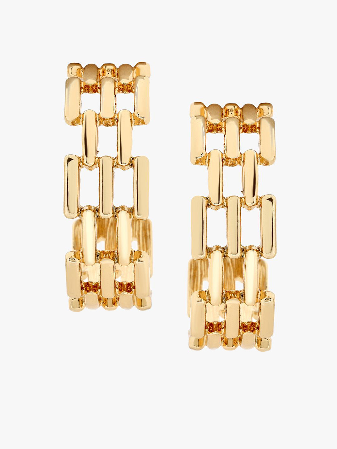 Kazo Gold-Plated Contemporary Radiant Grid Hoop Earrings