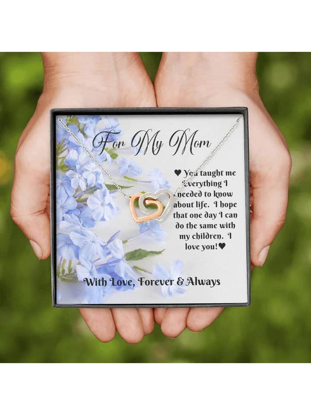 Intertwined Hearts - Blue Flowers - 925 Sterling Silver Pendant