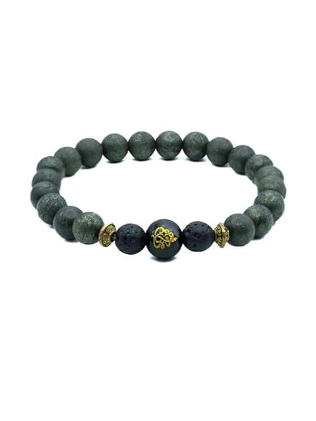 HEALINGGEMS Unisex Raw Pyrite with Ganesh Bead