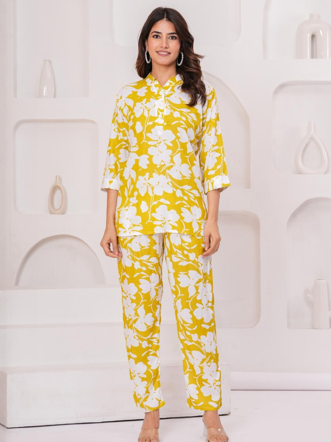 HARGUN NIGHT WEAR Women Yellow Night suits