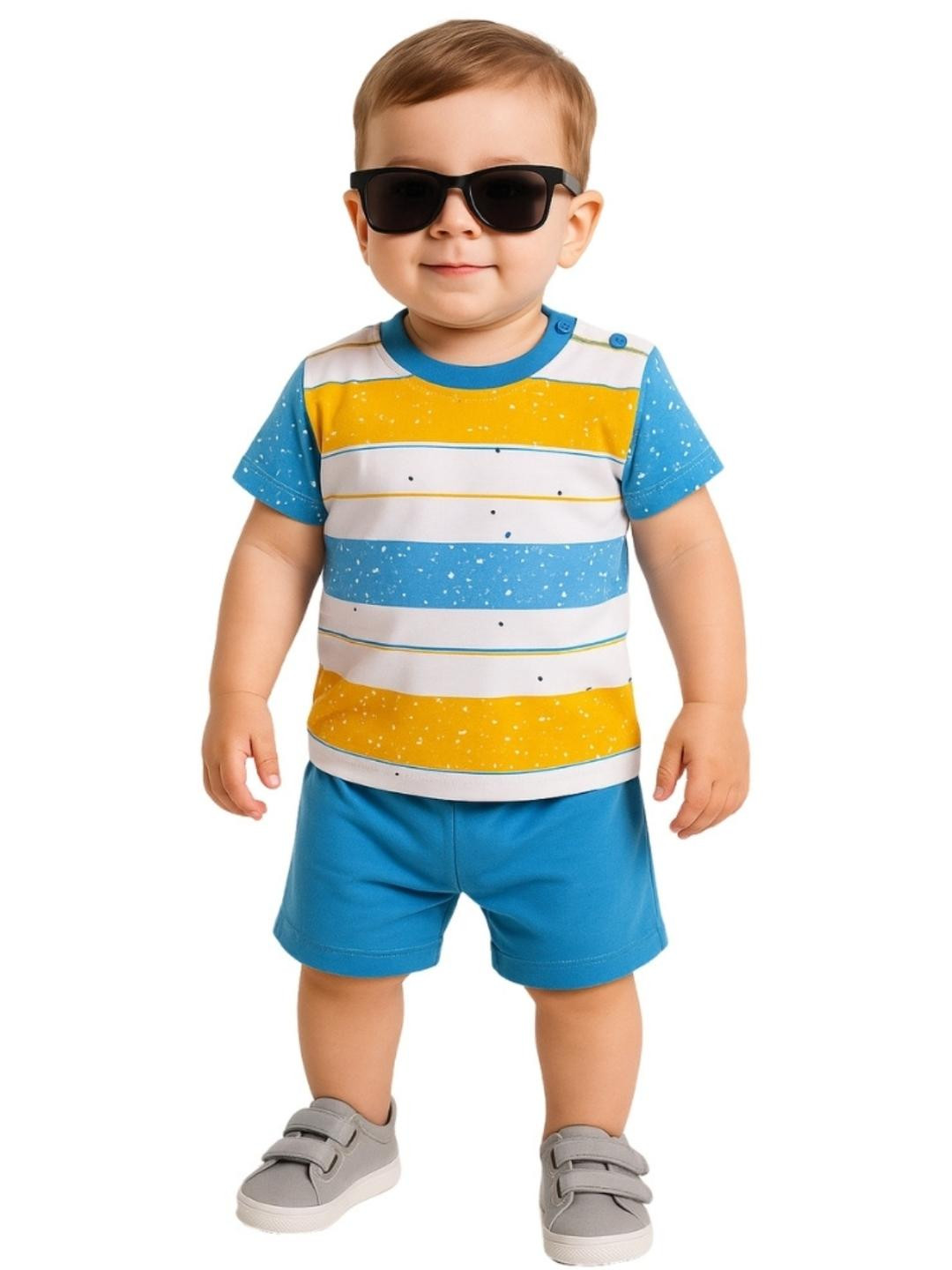 Cdeck Boys Blue & White T-shirt with Shorts