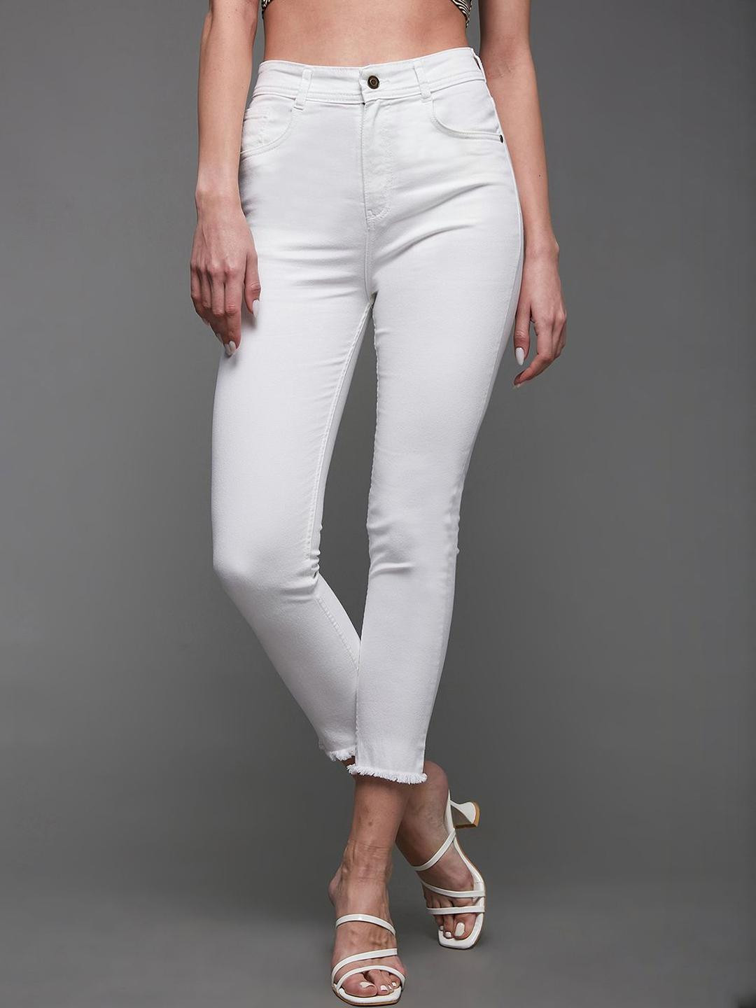 DressBerry Question Existing Women Cropped Raw Edge Hems Skinny Fit Jeans