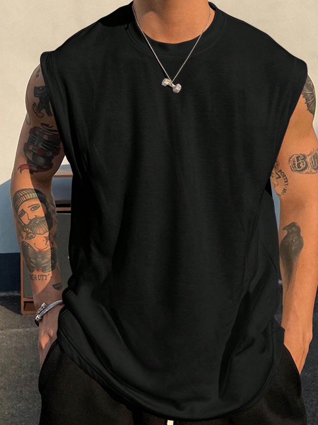 Calcados Men Black Gymwear Vest For Regular Workout Or Casual Wear