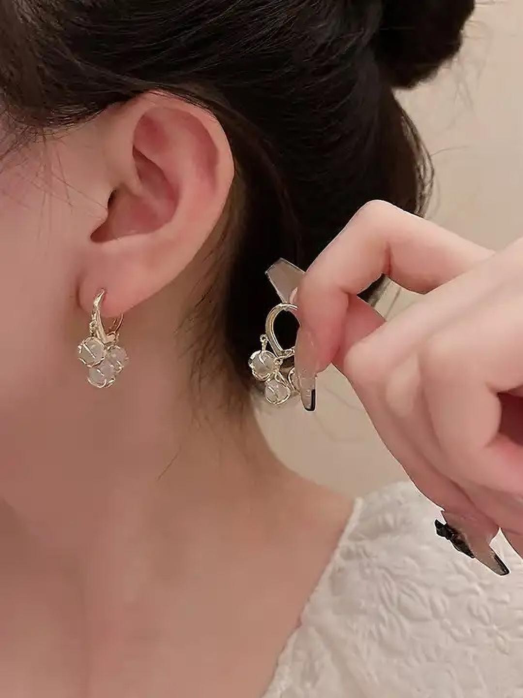 ONUYX Girls Gold-Plated Opal Hoop Earrings