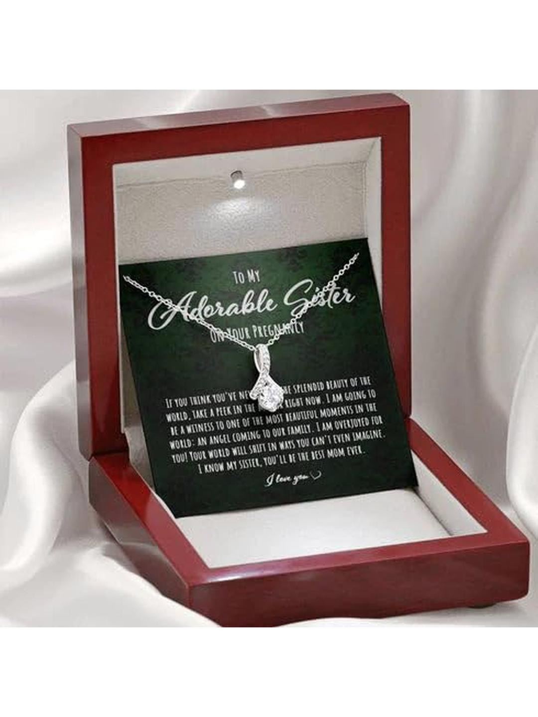 Silver Gift Sister Necklace, Congratulations On Pregnancy Gift, Sentimental Gift For Pregnant Siste