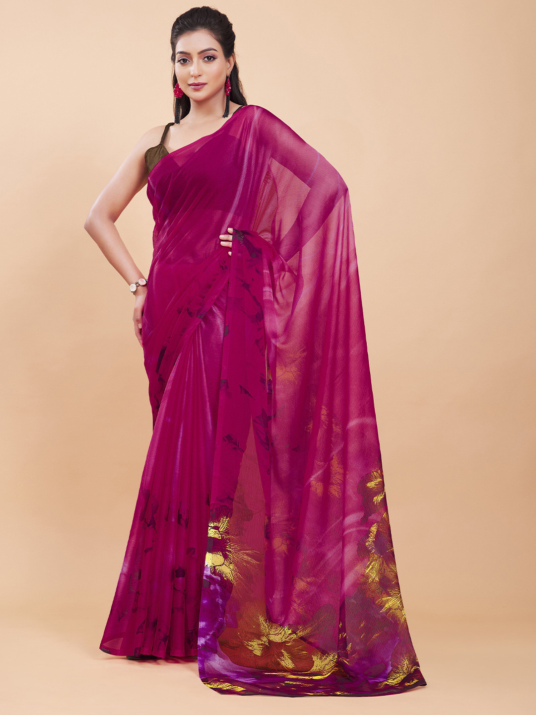 Garden Vareli Printed Saree with Blouse Piece