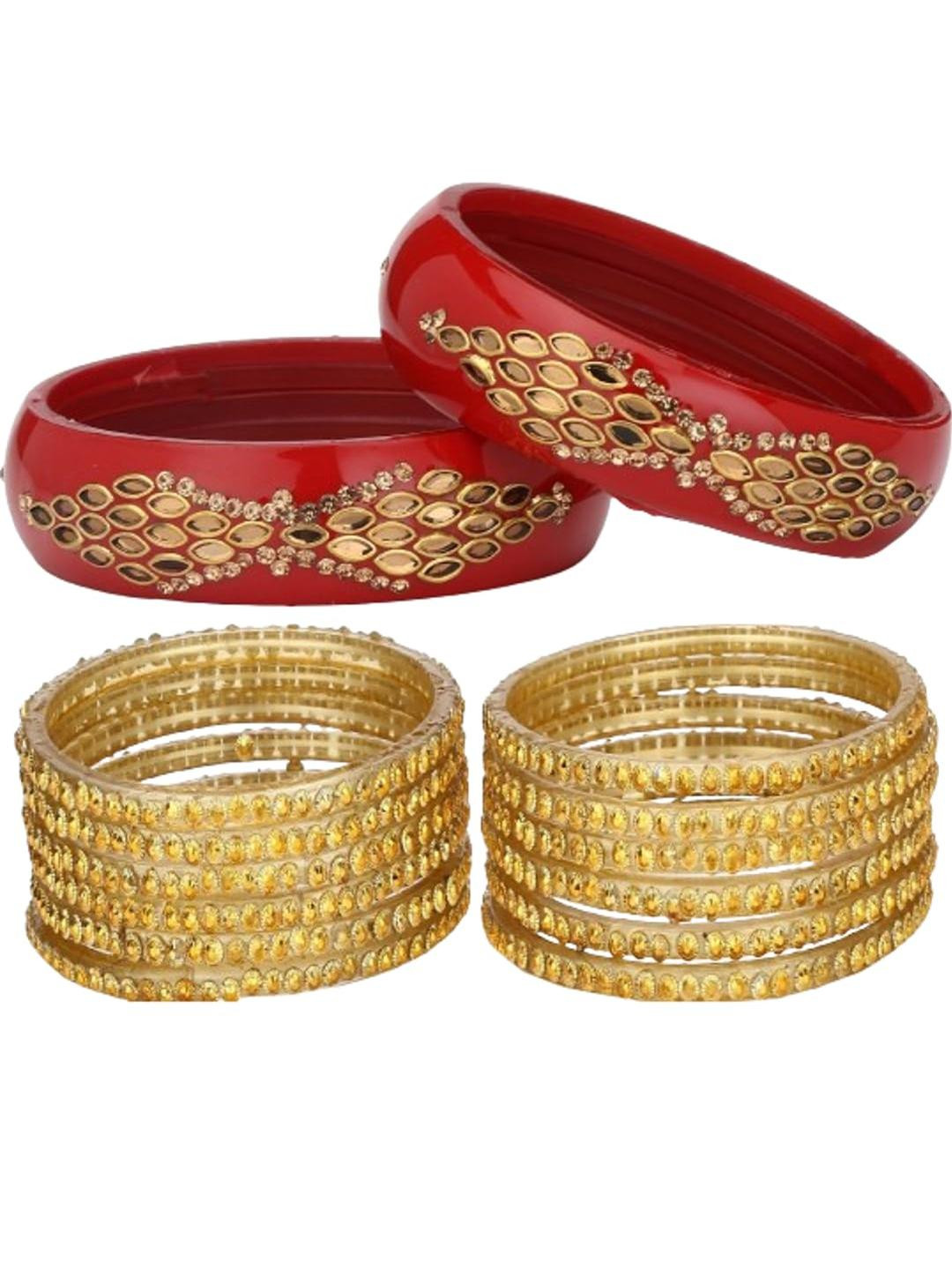 SOMIL Set of 14 Stones Studded Bangle