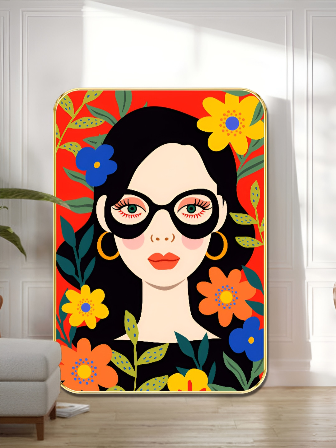 SAF Yellow & Beige MDF Portrait Wall Art