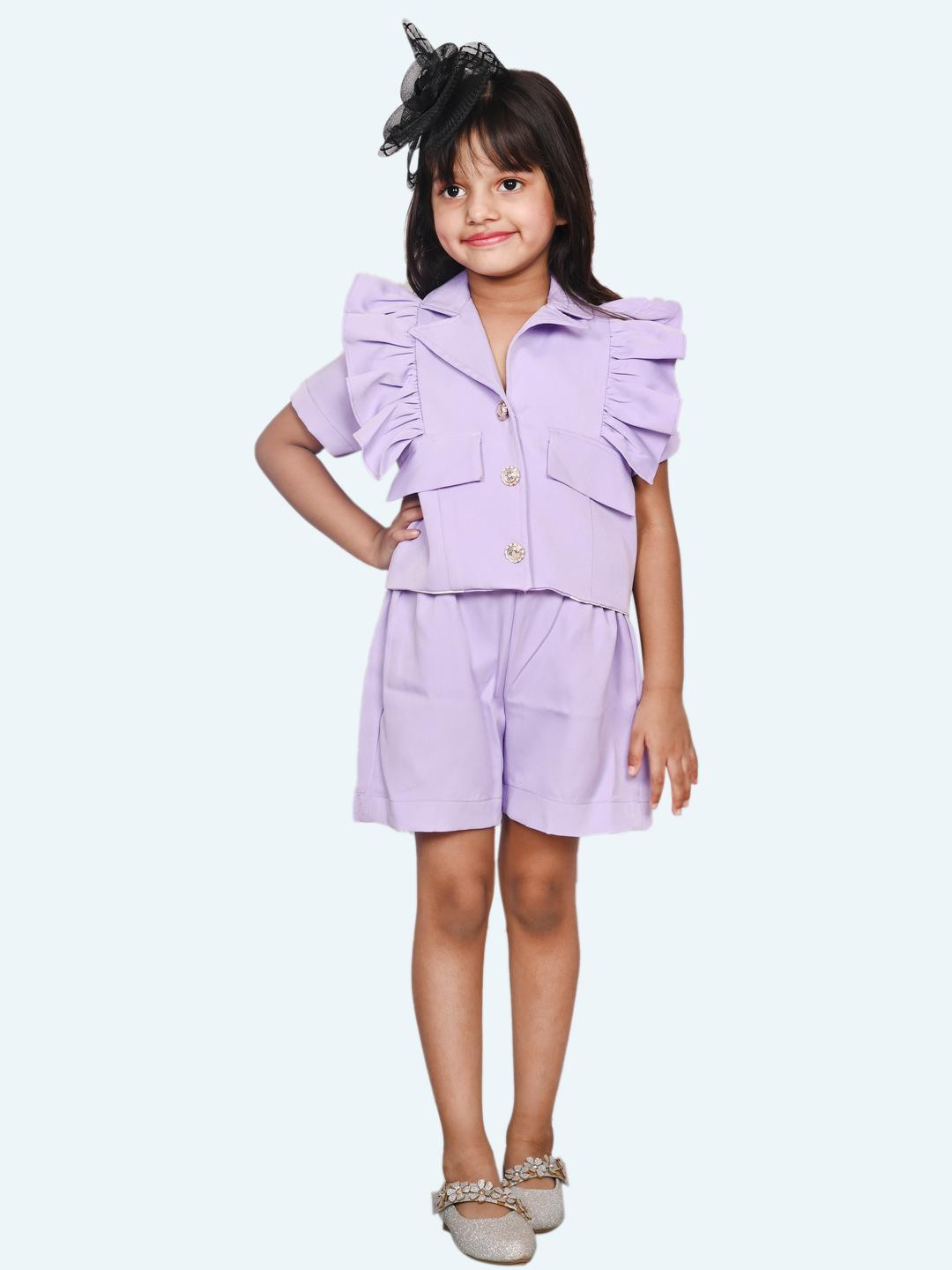 Modish Girls Top with Shorts Set