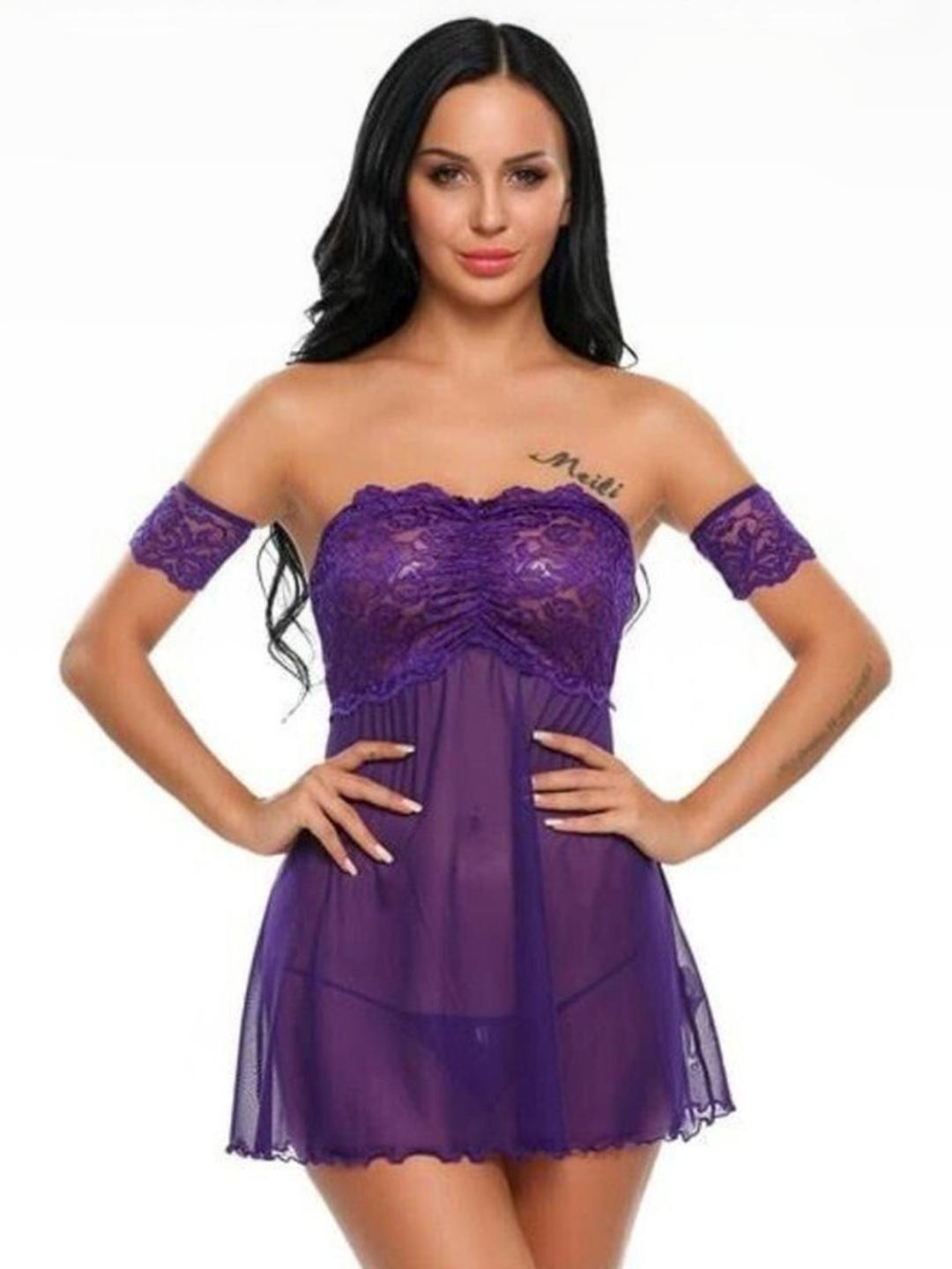 Veeva Beauty & Fashion V-Neck Solid Baby Dolls