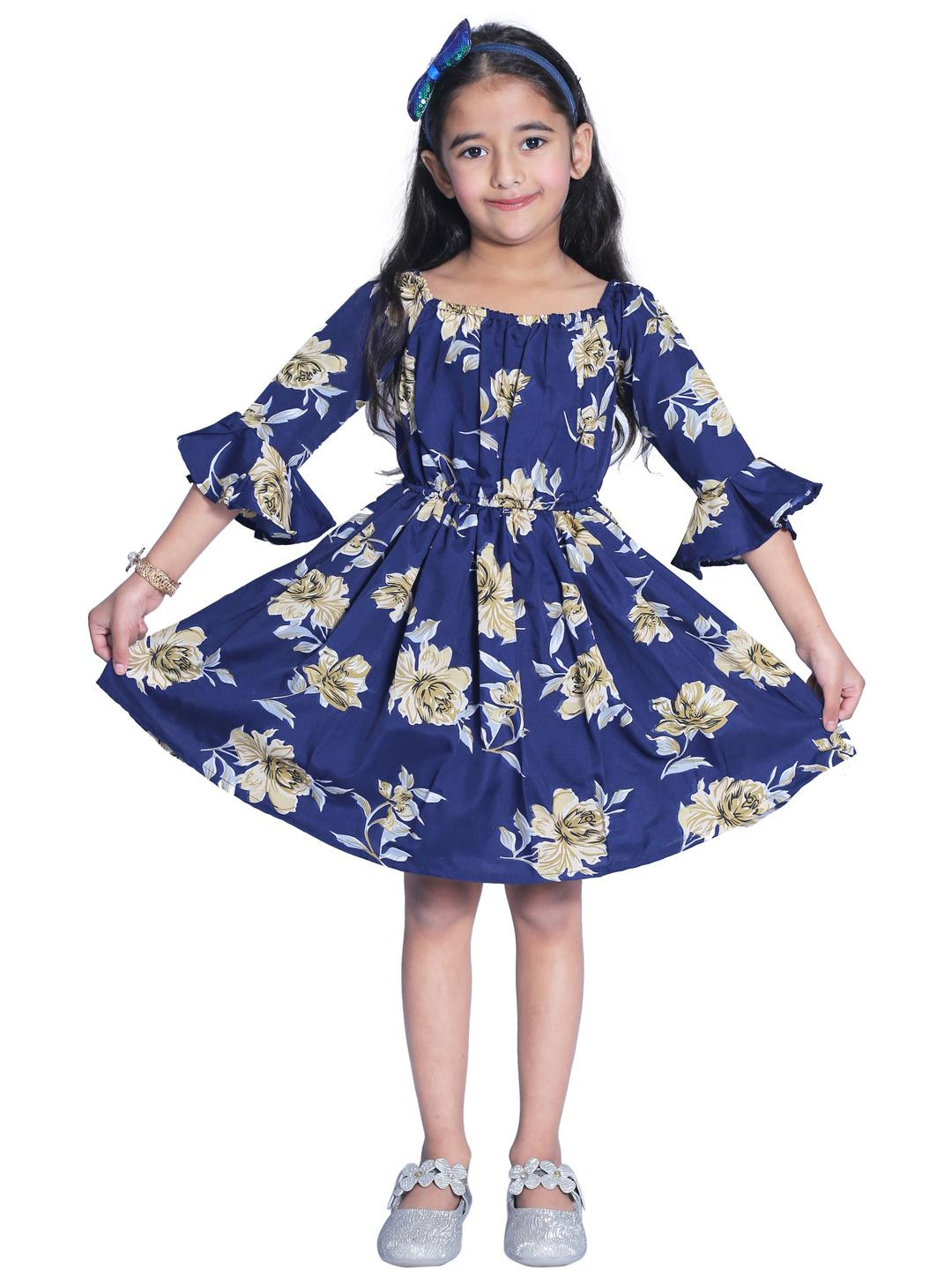Shahina Fashion Girls Floral Printed Mini Frock