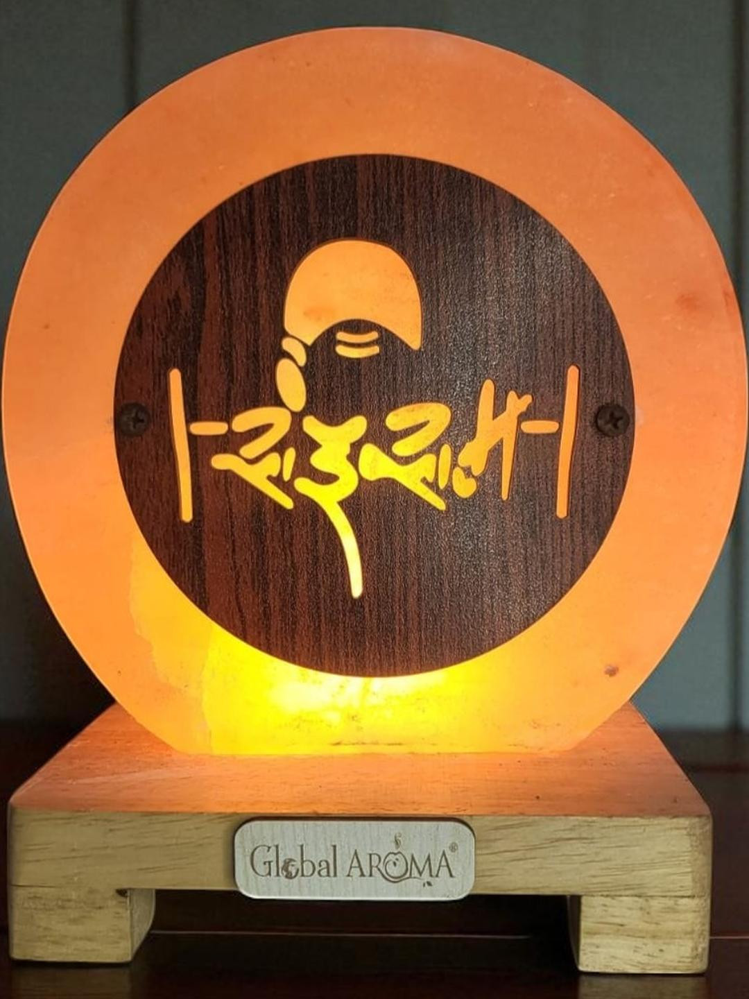 GLOBAL AROMA Orange Wood Religious Spherical Table Lamp