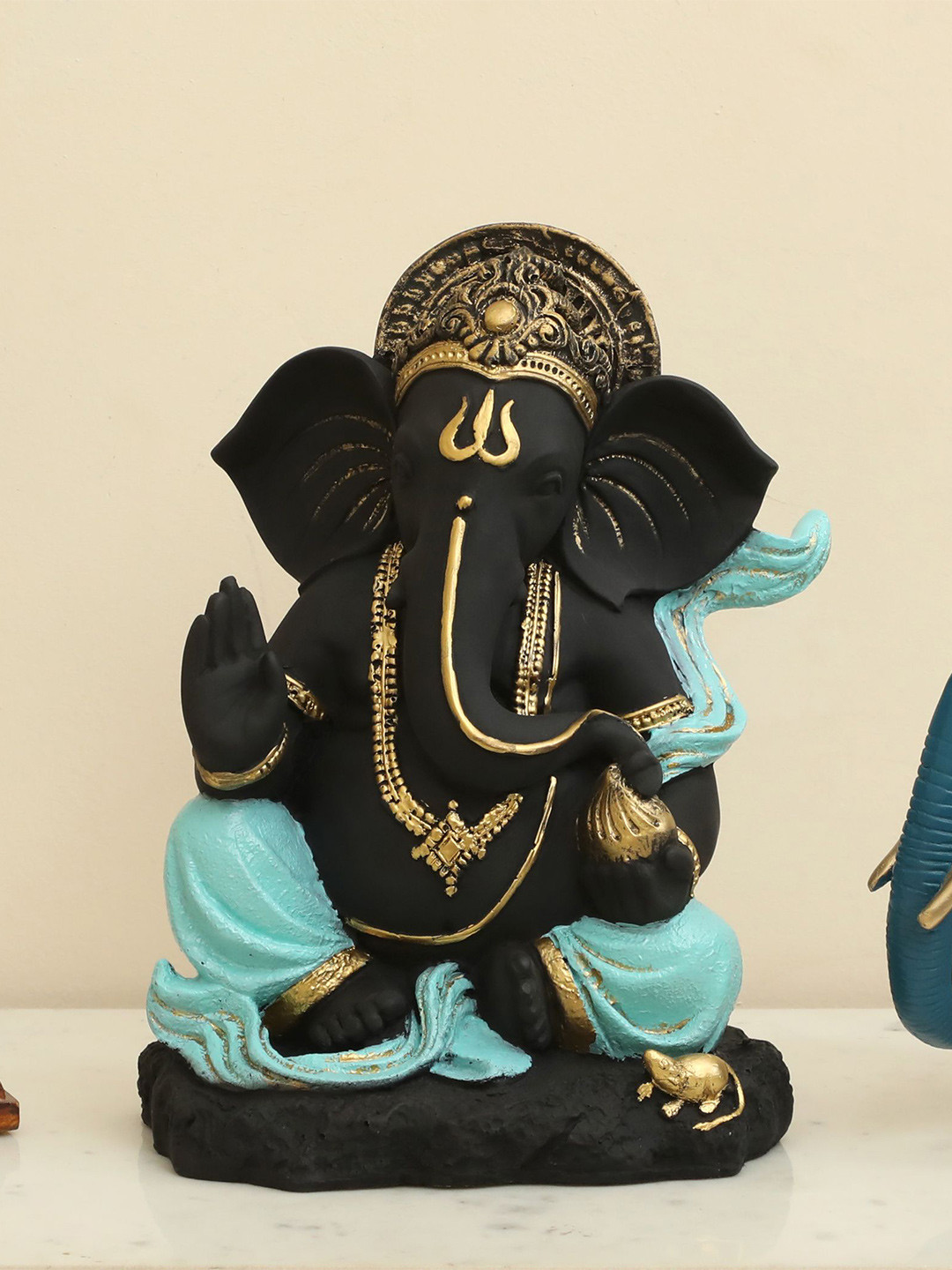 vedas S-Parv Black & Gold-Toned Ganesha Religious Showpiece