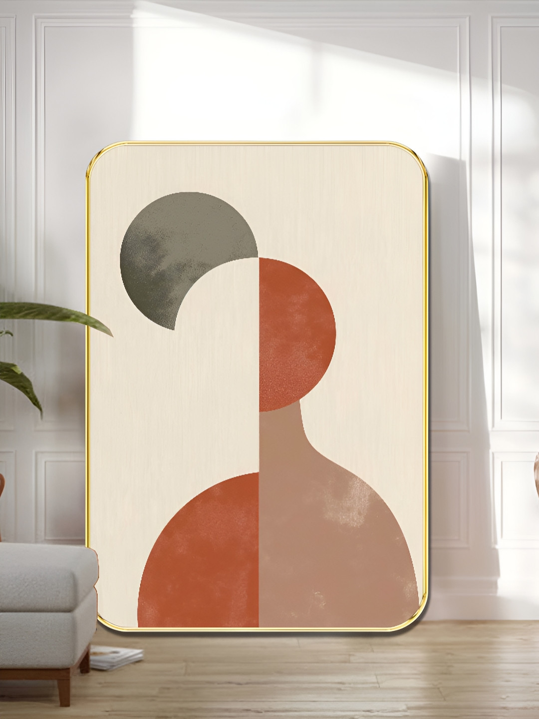 SAF White & Brown Abstract Silhouette Wooden Wall Art