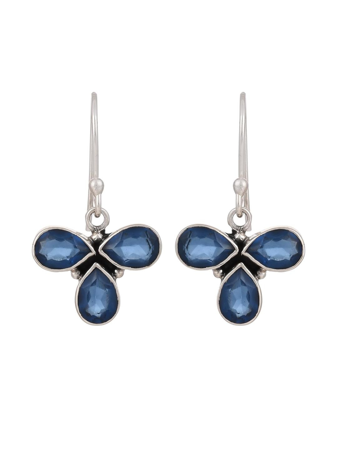 Silver Planets Sterling Silver Plated Stones Studded Drop Earrings