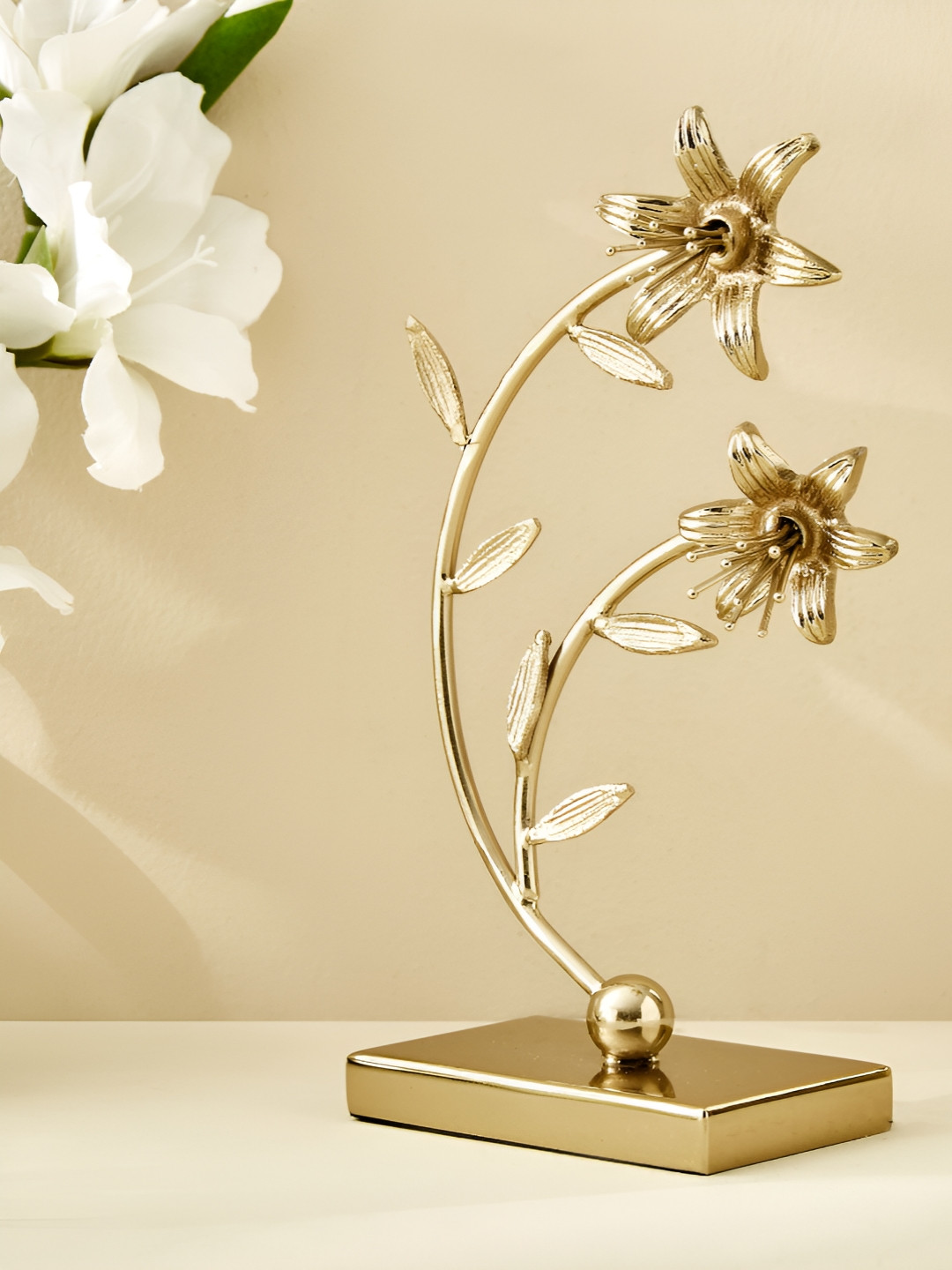 Home Centre Gold-Toned Windflower Fabio Aluminium Table Accent Showpiece