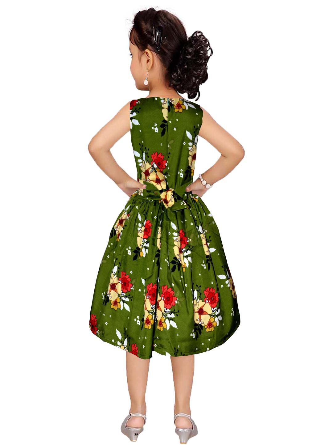 Shahina Fashion Girls Floral Print Sleeveless Fit And Flare Frock