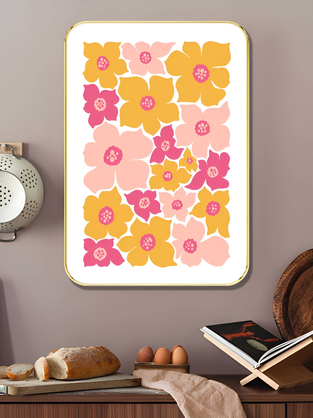 SAF White & Yellow Floral And Botanical Wooden Wall Art