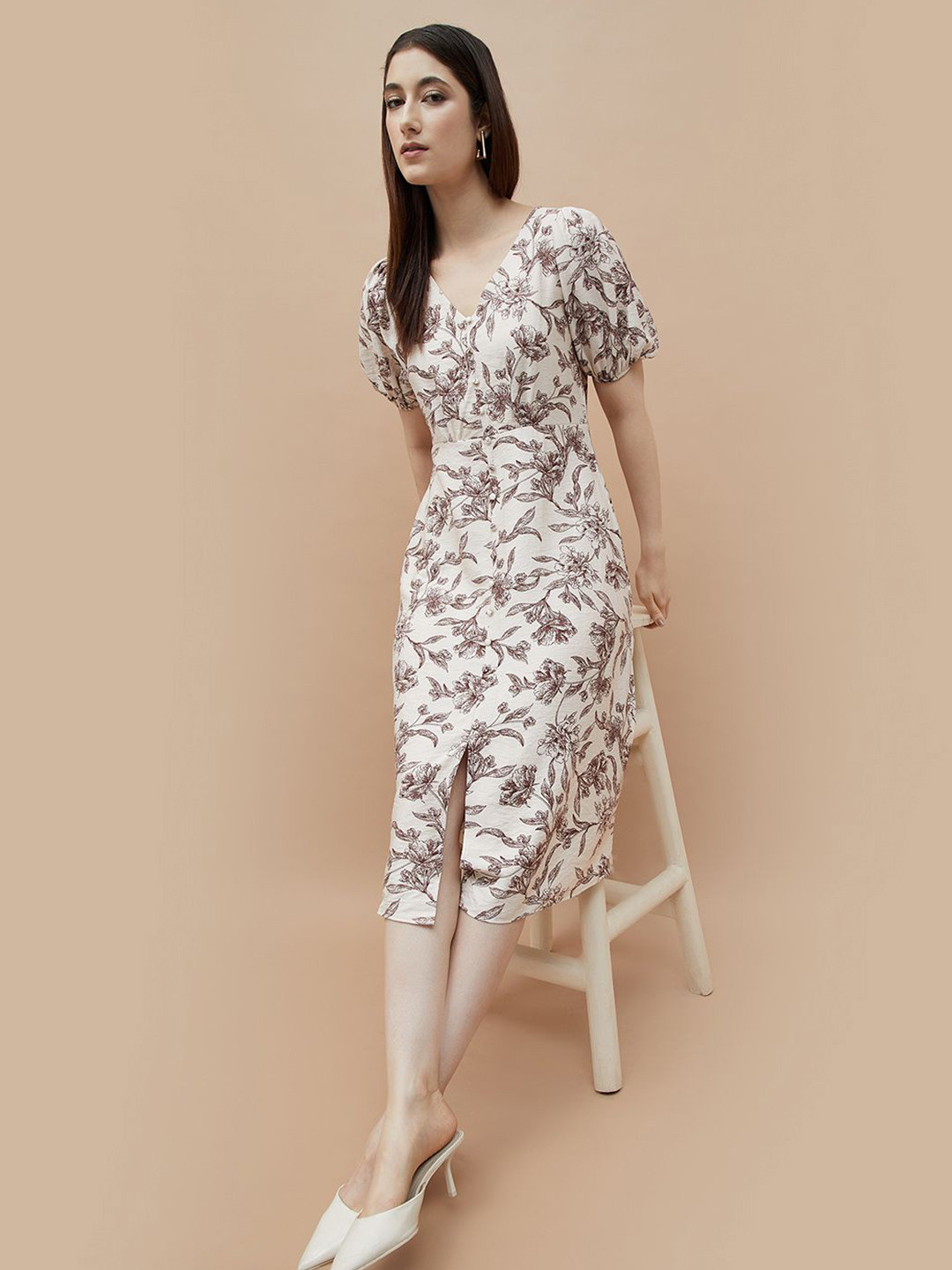 CODE by Lifestyle Floral Printed Fit & Flare Dress