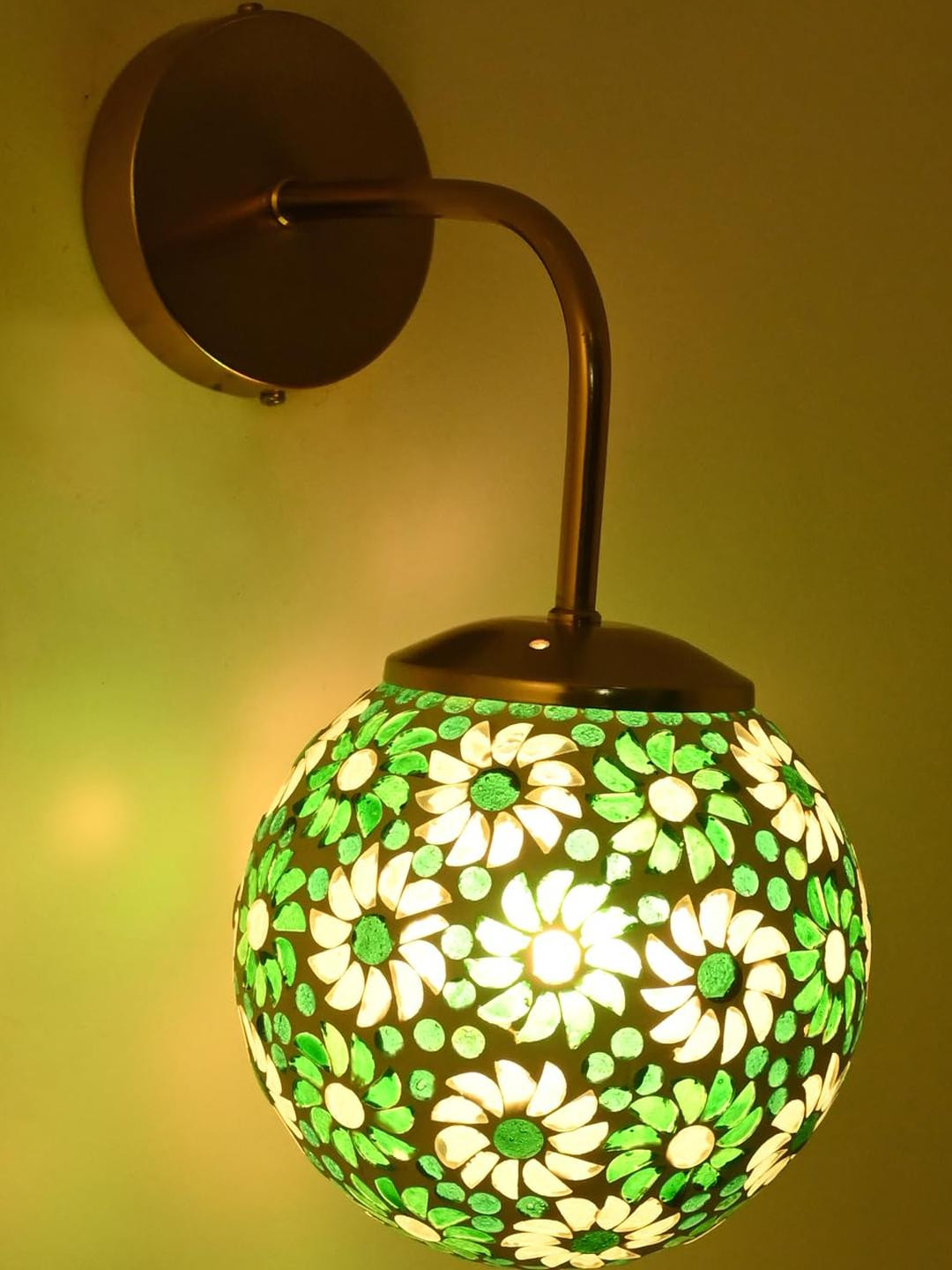 Somil Gold Plated Green Glass Elegant & Stylish Decor Modern Interiors Wall Lamps