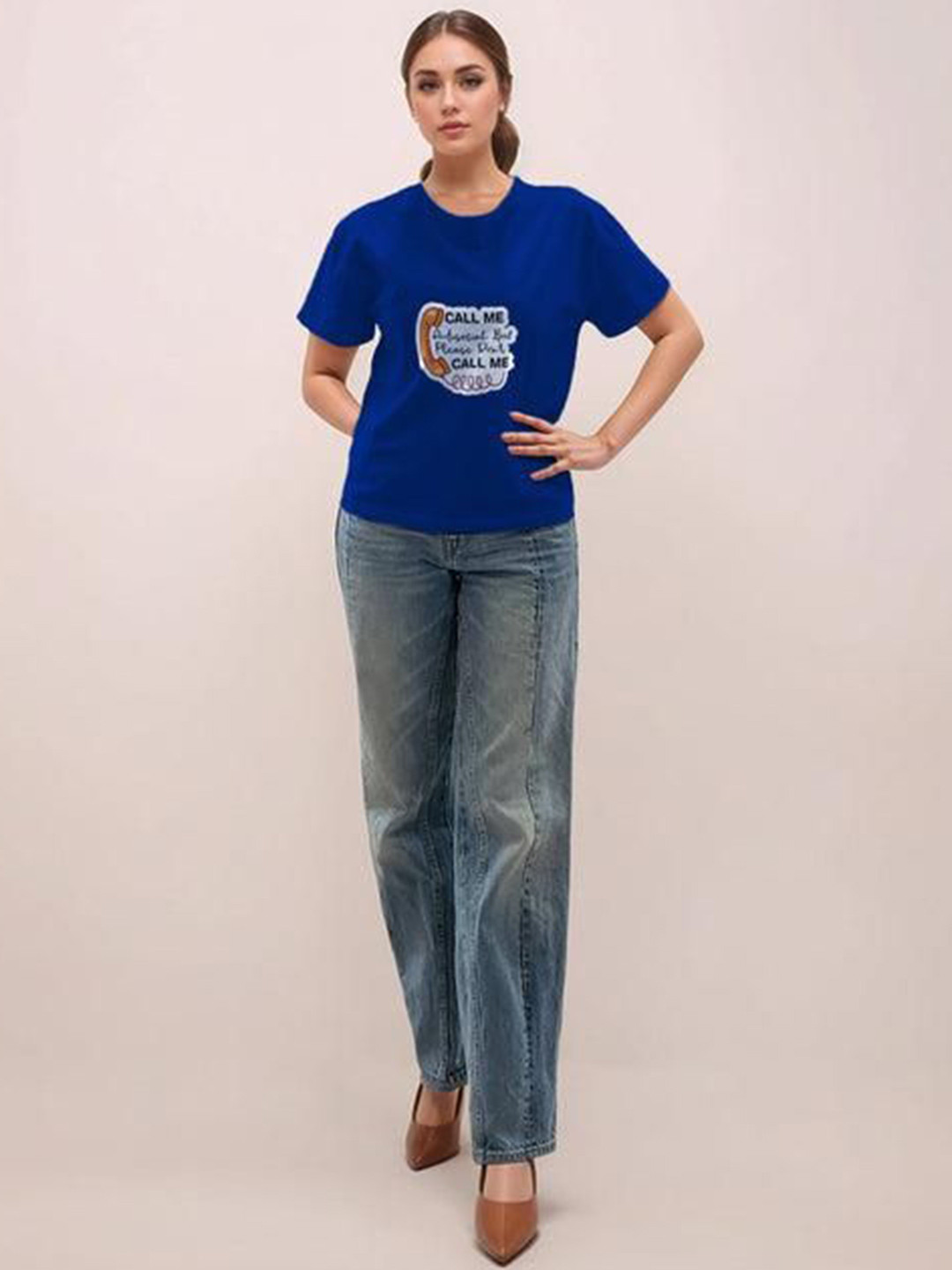 Zink London Graphic Printed Drop-Shoulder Sleeves Pure Cotton T-Shirt