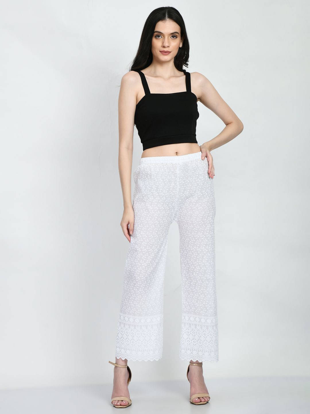 Brainbees Women Embroidered Knitted Palazzos