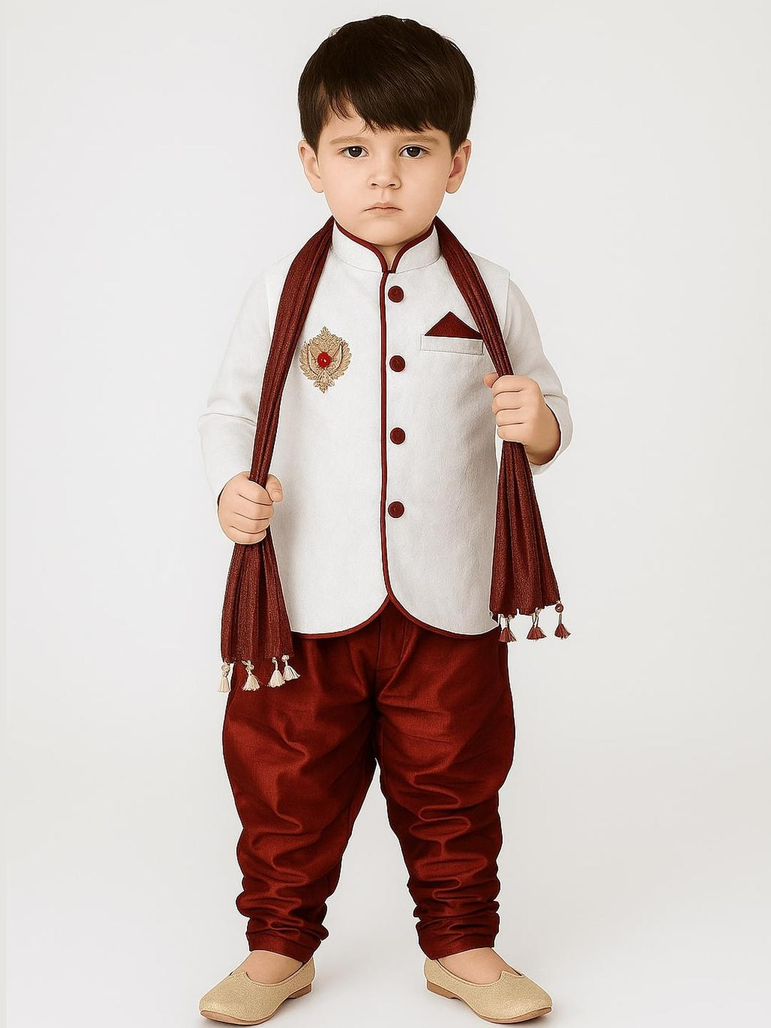 Covetus Kids-Boys Red Kurta Sets