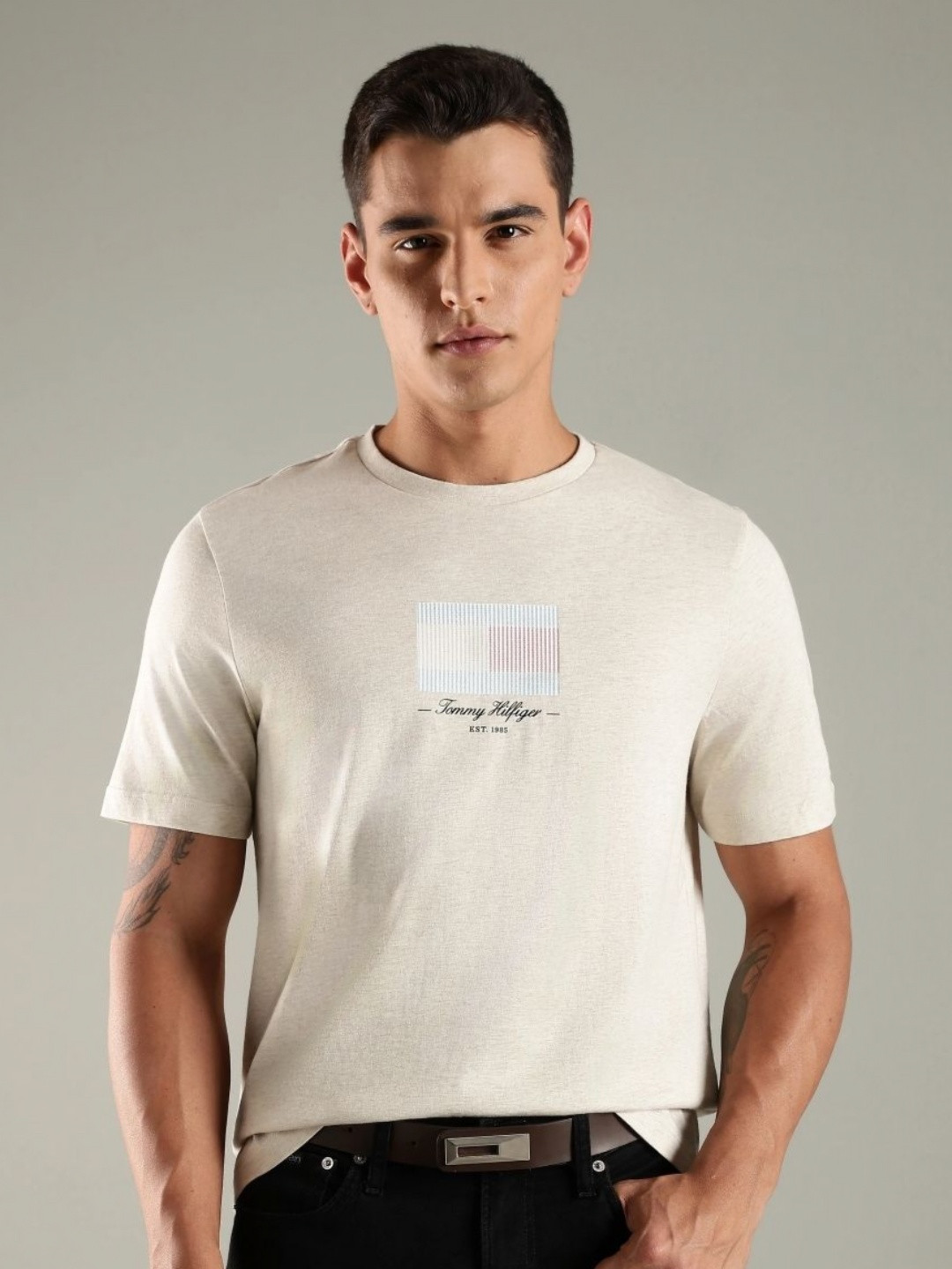 Tommy Hilfiger Men Solid Round Neck Cotton T-shirt