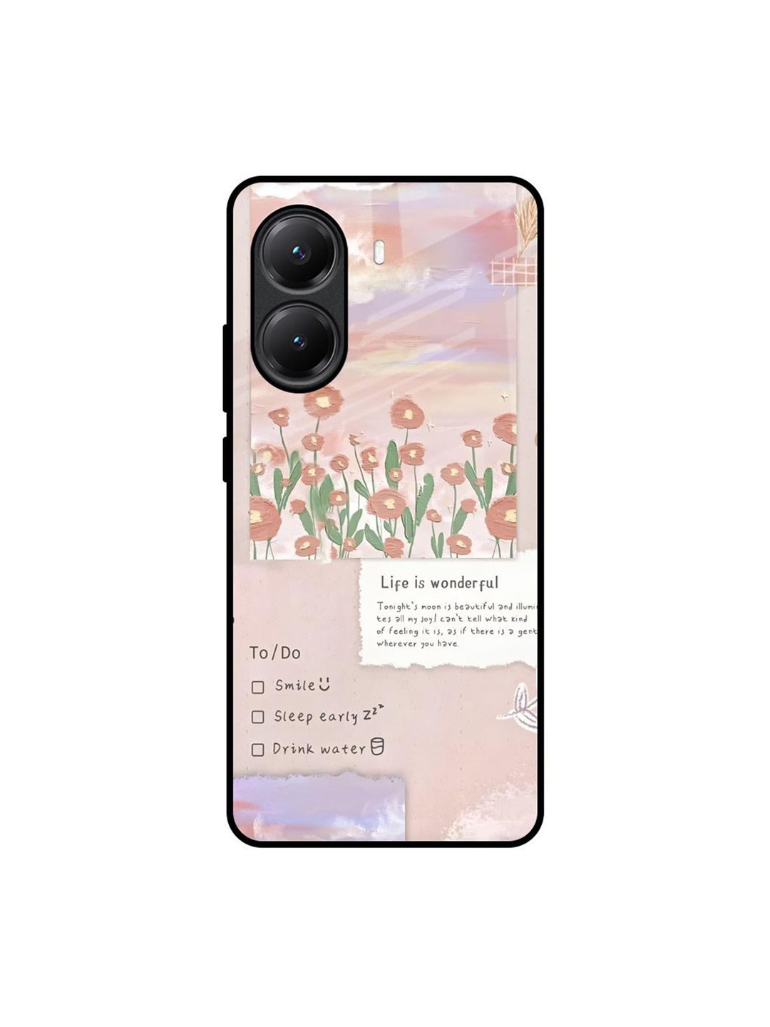 QRIOH Petal Dream Glass Case for Poco X7 Pro 5G Back Case Mobile Accessories