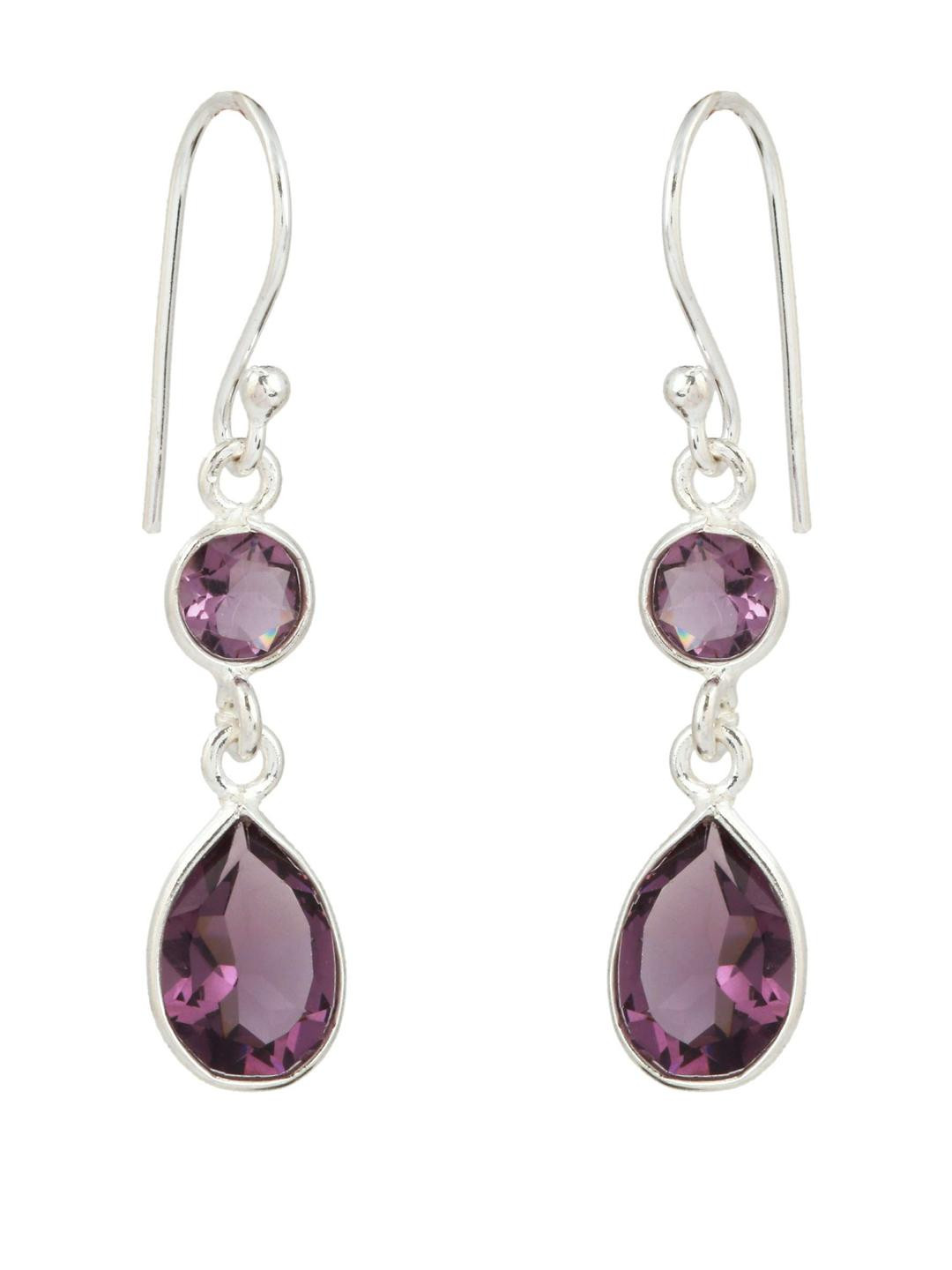 Silver Planets 925 Silver with Smoky Stone Latest Dangle Drop Earrings for Women, Girls, Brown