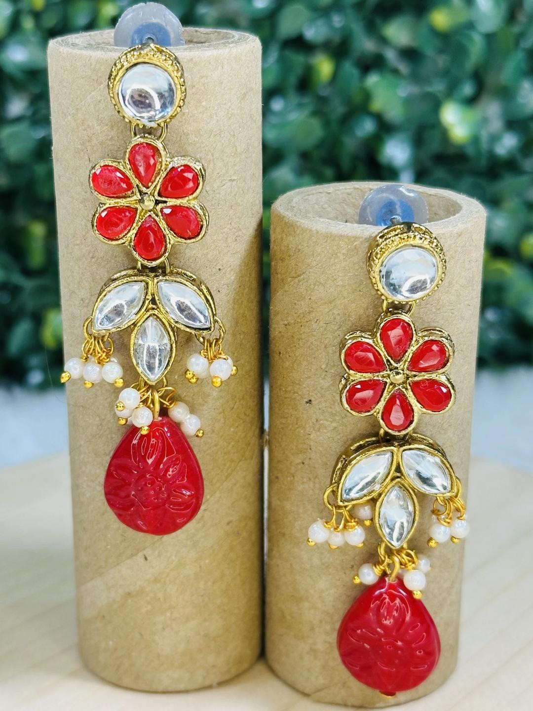 JN HANDICRAFT Women Red Earrings
