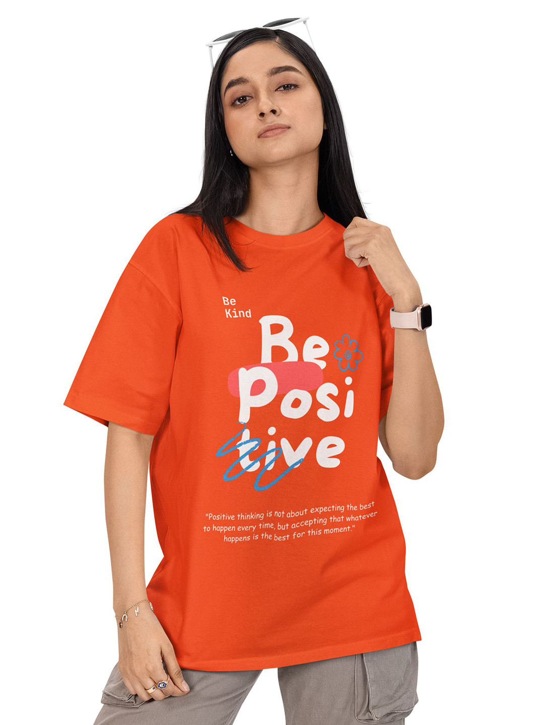 Reifica Typography Printed Pure Cotton Oversized   T-shirt
