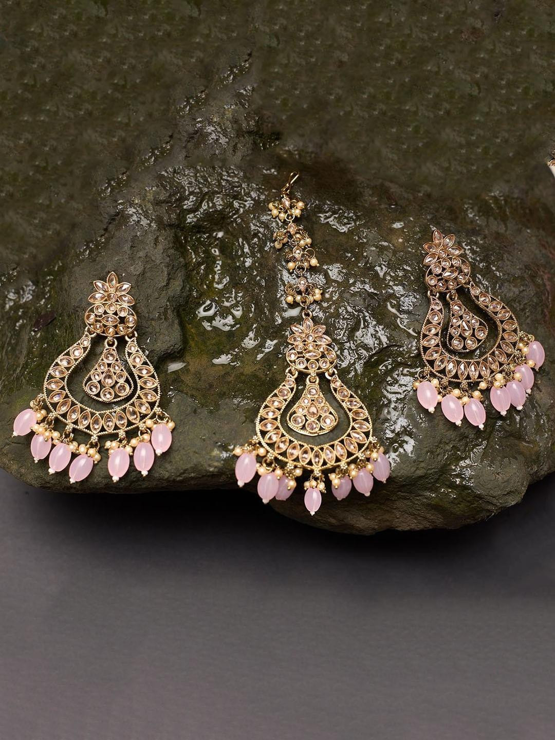 R A Enterprises Pink Alloy Gold-Plated Jewellery Set