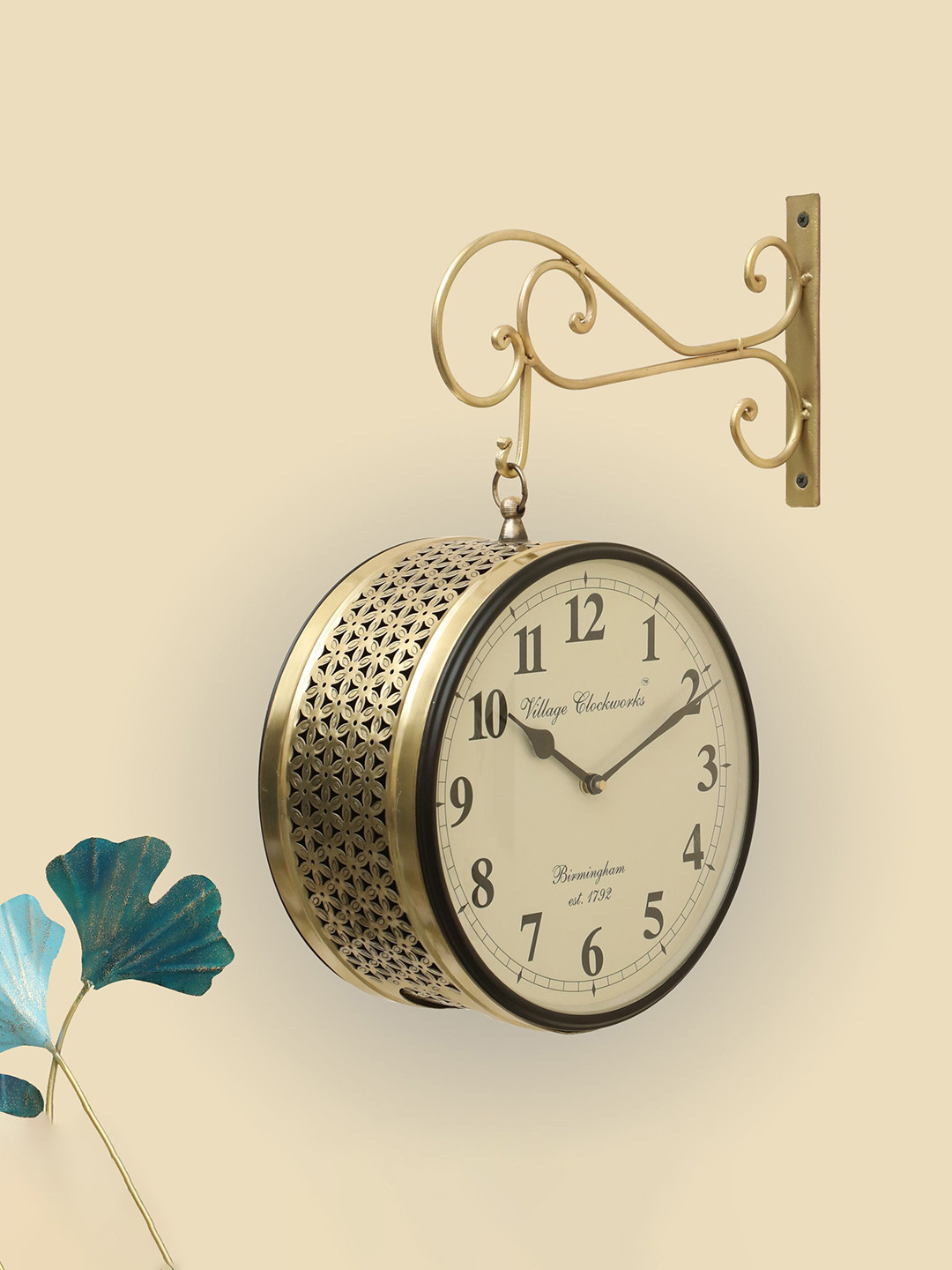 vedas Anvi Metal Unisex Textured Double Sided Metal Classic Wall Clock (8 - Inch)