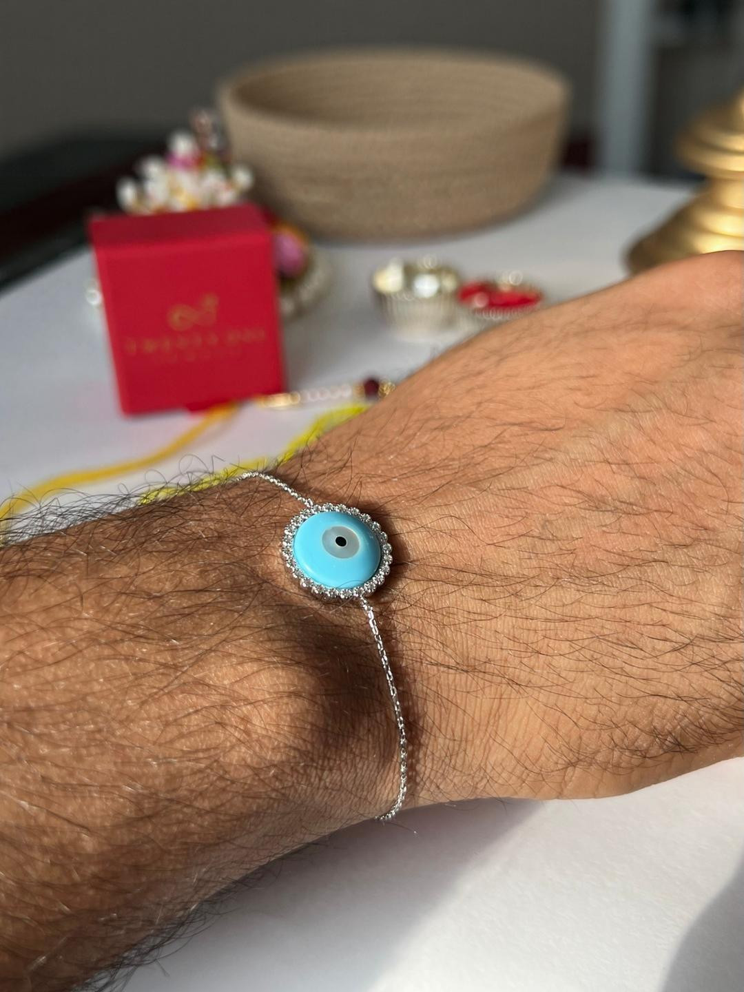 Twenty One Jewels Women Sterling Silver Handcrafted Silver-Plated Link Bracelet